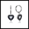 Black and white heart dainty hoop earrings