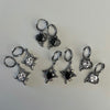 Black sparkle heart hoop earrings