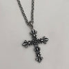 Chrome fleur cross necklace