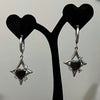 Black sparkle heart hoop earrings