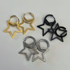 Black star drop hoop earrings