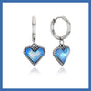 3D holographic blue heart hoop earrings