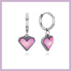 3D holographic pink heart hoop earrings