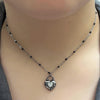 Aurora heart lock black bead necklace