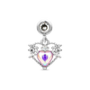 Holographic floral heart bling drop piercing