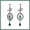 Green butterfly drop earrings