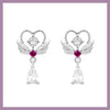 Hot pink heart angel earrings