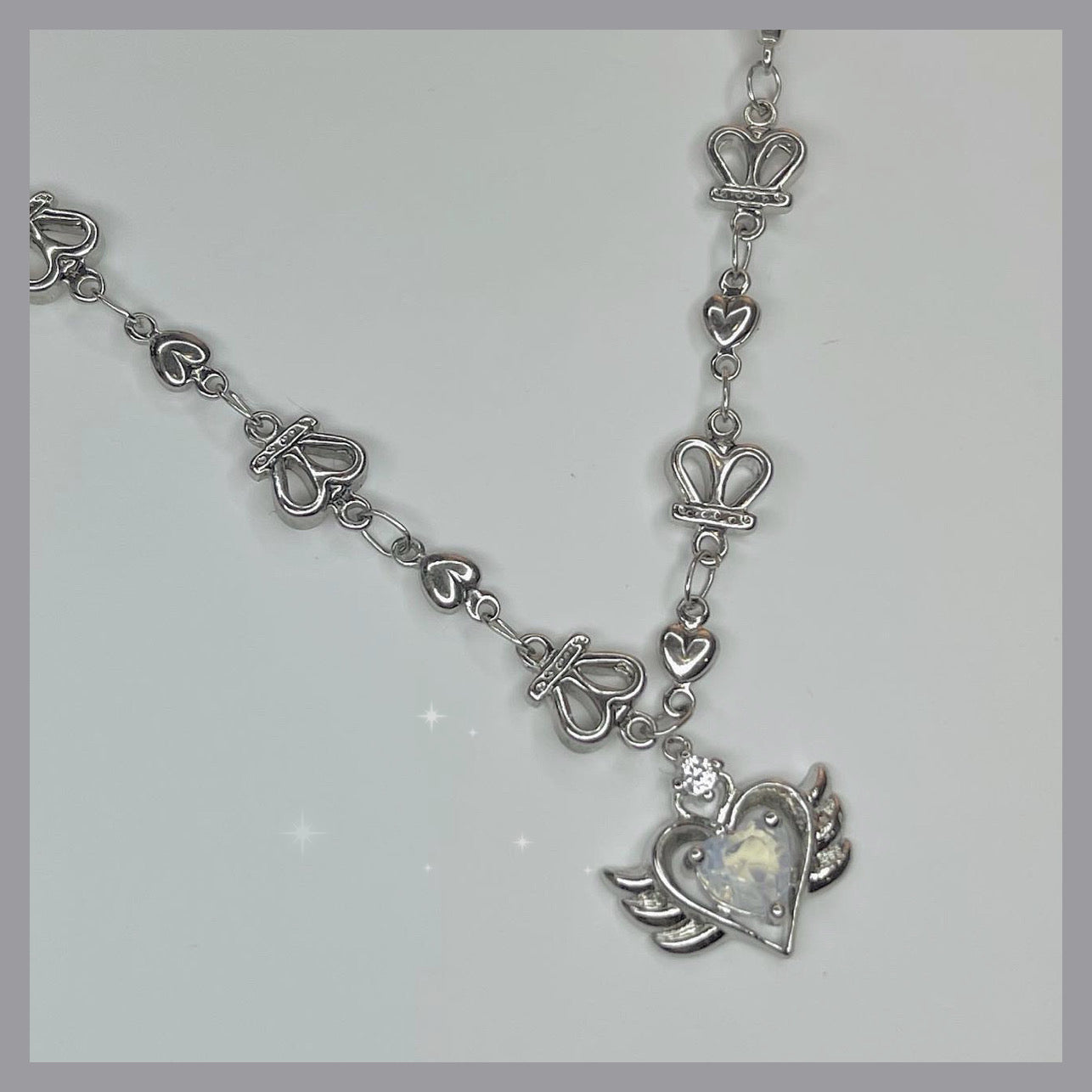 Angel chrome crown heart necklace – TOOFOOFEEFA