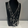 Double sided black and clear bling cross snake chain necklace