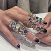 Green gemstone web sticky sterling silver ring (pre-order only)