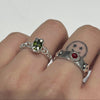 Green gemstone web sticky sterling silver ring (pre-order only)